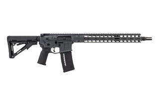 Gray Radian Weapons Model 1 .223 Wylde 16 inch AR 15 features an ambidextrous charging handle and ambi lower